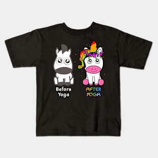 Cute Before And After Yoga Unicorn - Cute Unicorn Yoga Gift Kids T-Shirt